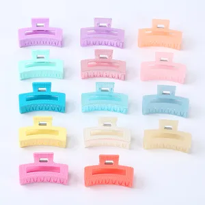 Wholesale Pearlized And Solid Color Square Hair Claw Woman 8.5CM Hair Claw Clips Square Shark Clips For Hair Accessories