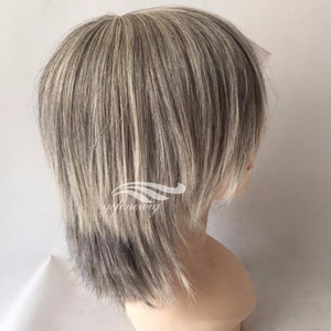 vendita calda misto grigio dei <span class=keywords><strong>capelli</strong></span> umani parrucca piena del merletto brasiliano - Product Image 2