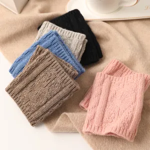 Tùy Chỉnh Mùa Đông 100% Cashmere Arm Warmer Thời Trang Dệt Kim Phụ Nữ Fingerless Knit Mitten Găng Tay