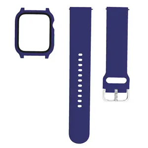 Transparent Strap Sport Silicone Rubber Clear Tempered Film PC Cover Watch Bands With Case For Apple Watch Series