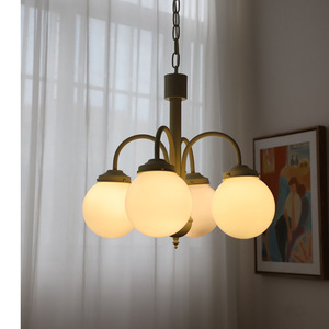 Lámpara de Araña Esférica de Estilo Retro Nórdico Francés Americano, Color Crema, para Dormitorios, Comedores, Salas de Estar, Minimalista - Product Image 3