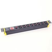 Unit distribusi daya IEC C13 kecil dengan perlindungan Overload untuk penggunaan ruangan Server