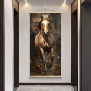 Caballo corriendo porche lienzo pintura cristal porcelana pintura caballo sala de estar murales moderno lujo pasillo colgante imagen - Product Image 6