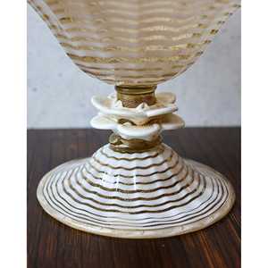 Vase à fleurs en verre soufflé Bennyudine, design de luxe, rayures blanches, or pur, cylindre haut, motif mouettes, cristal pur - Product Image 2