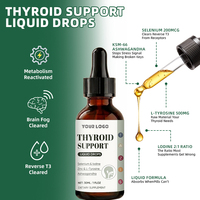 Complément Alimentaire Liquide Végétalien OEM pour le Soutien de la Thyroïde avec Iode, Sélénium, Zinc, L-Tyrosine et Extrait de Racine d'Ashwagandha