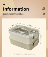 Boîte à bento à un seul niveau, étanche, sans BPA, écologique, de qualité alimentaire, avec couvercle en plastique, poignée détachable, empilable, en acier inoxydable