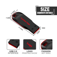 Clé USB personnalisée en plastique, mini format avec porte-clés, USB 2.0, 16 Go-128 Go, certifiée CE, logo personnalisé