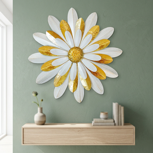 Modern Elegant Black Gold Metal Portrait <b>Flower</b> <b>Wall</b> Art Custom Size Decorative Hanging for Living Room Bedroom Home Interior - Product Image 5