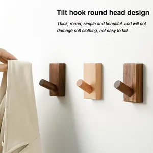 Wooden Single Wall Clothe Hanger Mounted Hook Wood Coat Rack Natural New Product Beech Wood Wall Hook