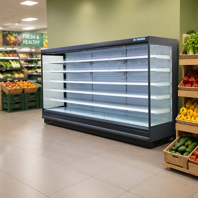 Supermarket Freezer Multideck Refrigerated Open Fridge Fruits Vegetable Display Cooler Vegetable Display Chiller Cabinet