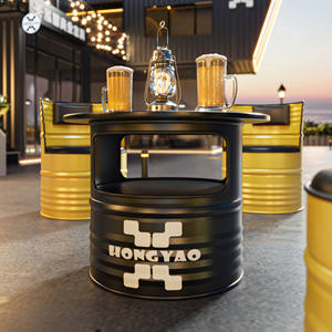 Combinaison de chaises de table basse de style industriel moderne <span class=keywords><strong>en</strong></span> métal avec baril d'huile pour restaurants, magasins et meubles de <span class=keywords><strong>restaurant</strong></span> - Product Image 2