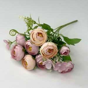 Ramo de flores rosas 9 cabezas de seda artificial flor Rosa banquete decoración del hogar - Product Image 3