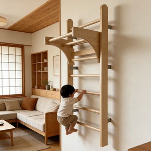 Barras de Pared Portátiles de Madera Maciza, Equipo de Gimnasio en Casa que Ahorra Espacio, Multifuncional para Terapia Física, Escalera Sueca F - Product Image 3