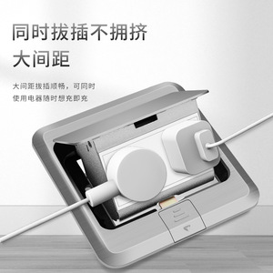 Stainless Steel Waterproof Pop-Up Floor <b>Socket</b> 5 Hole Concealed Wall Mounting Multifunctional <b>With</b> <b>Usb</b> Port - Product Image 1