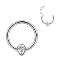 Cincin Hinged Segmen Grosir GZN, Titanium Lapis ASTM F136, Anting Clicker Hidung, Perhiasan Tindik Tubuh