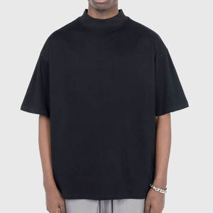 Premium 100% coton hommes goutte épaule poids lourd t-shirts impression personnalisée mode col montant blanc surdimensionné t-shirts - Product Image 1