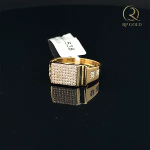 Elegant gold <b>mens</b> <b>ring</b> with square diamond cluster design luxury statement jewelry for wedding engagement and special occasions - Product Image 3
