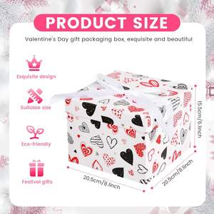Cajas de Regalo con Estampado de Corazón <span class=keywords><strong>para</strong></span> el Día de San Valentín, con Tapa y Cinta, <span class=keywords><strong>para</strong></span> Regalos de San Valentín, Aniversarios, Recuerdos de Fiesta Nupcial (Blanco) - Product Image 2