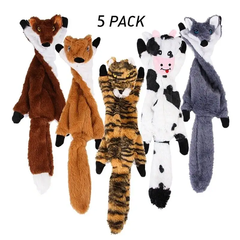 Lot de 5 jouets interactifs pour animaux de compagnie chien grands jouets grinçants froissés sans farce animaux chien peluche jouet à mâcher pour petit chien moyen et grand chien