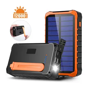 Portabel Engkol Tangan Ponsel Charger 12000MAh Lampu Led Solar Charger Power Bank