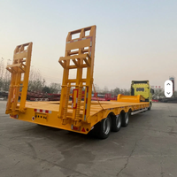 Semi-remorque surbaissée en acier robuste personnalisable, certifiée Chine, prix usine, capacité de charge 30-100T, 2/3/4 essieux