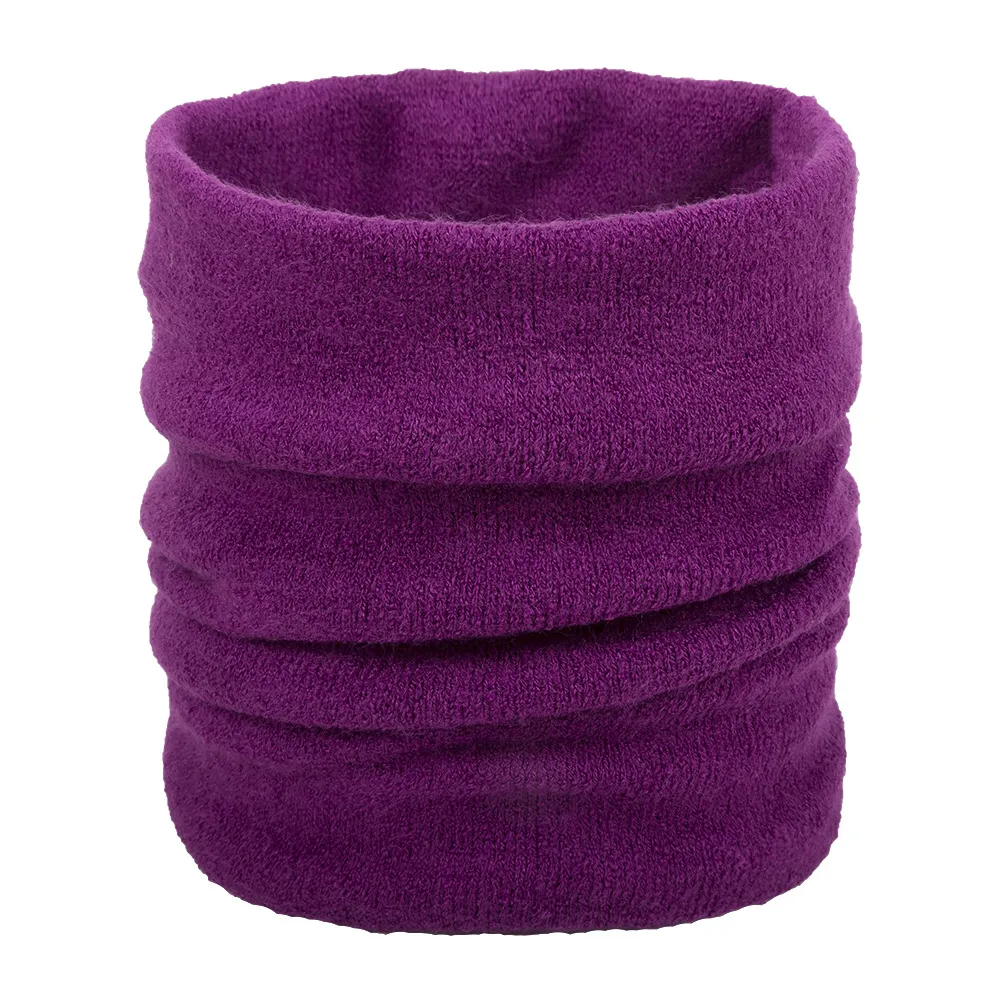 European Style Kids Infinity Round Scarf Pure Color Neck Warmer Snood Classic Cable Knitted Wool Snood Scarf
