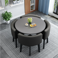 Ensemble de table à manger en bois moderne de luxe, gain de place et extensible, 5 pièces, pour la maison, l'appartement, l'hôtel