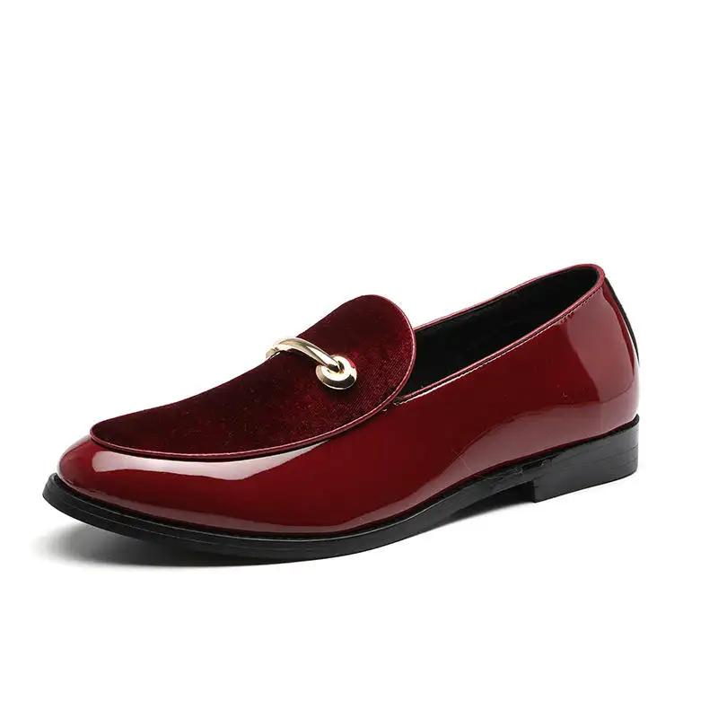Fashion Men Pointed Toe Patent Leather Oxford Mariage Wedding Dress Red Loafers Party Flats Formal Shoes for Men