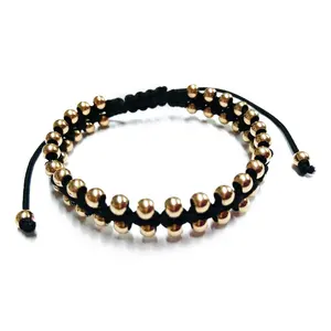 Großhandel Macrame Armband Zweireihig Floral Verzierten Edelstahl Perlen Weben Armband