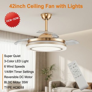 Modern Reversible LED <b>Ceiling</b> Fan <b>Light</b> 5 Blade DC Copper Motor <b>Remote</b> <b>Control</b> Bedroom <b>Ceiling</b> Lamp - Product Image 4
