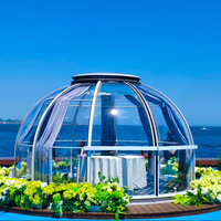 Dôme Hémisphérique Transparent Moderne de Style Mid-Century pour Extérieur, Tente Conteneur en Polycarbonate avec Porte Coulissante en Aluminium, Garantie 10 Ans