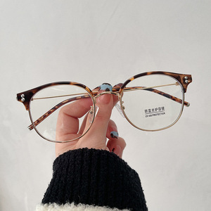 Lunettes de vue demi-cerclées Qianai, anti-lumière bleue, verres AC, style rétro unisexe T1 22001 - Product Image 4