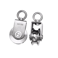 304 acier inoxydable 30mm poulie anneau de levage crochet ceinture Double roulement Micro-remorque câble suspendu fil poulie câble fixe