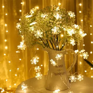 圣诞假期装饰闪烁的字符串照明暖白色led雪花灯