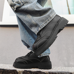 2024 <span class=keywords><strong>Chaussures</strong></span> <span class=keywords><strong>Homme</strong></span> en Cuir Coréen Plateforme Oxfords et Richelieus Épaisse Semelle Loafers Décontractées Amortissantes à Bout Carré Habillées - Product Image 6