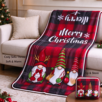 Selimut Flanel Natal Custom Print dengan Kantong Zipper Portabel untuk Perjalanan, Berkemah, dan Hadiah