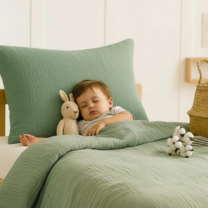 Juego de Ropa de Cama para Cuna de Bebé 100% Algodón Jersey, Suave y Transpirable, con Almohada, Sábana Ajustable y Funda de Almohada - Product Image 2