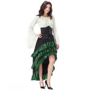 <span class=keywords><strong>Disfraz</strong></span> de Pirata Bucanero para <span class=keywords><strong>Mujer</strong></span>, Conjunto Victoriano de Halloween con Blusa, Falda con Volantes, Estilo Punk Renacentista <span class=keywords><strong>Burlesque</strong></span>, Diseño Asimétrico - Product Image 5
