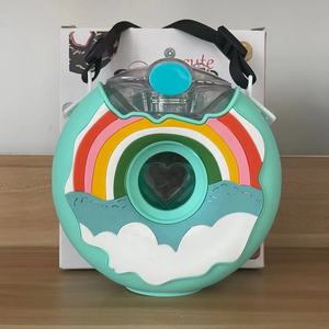 Vente chaude <span class=keywords><strong>licorne</strong></span> dessin animé beignets en plastique bouteille d'eau Portable mignon Silicone paille étanche bouteille pour enfants enfants sangle - Product Image 5