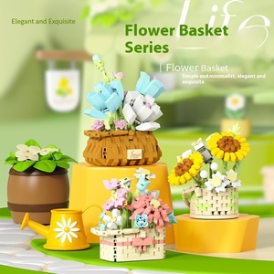 <strong>Lele</strong> Brothers W1605-1801 Plastic Flower Basket Succulent Flower Mother Teacher Holiday Assembly Girl Building <strong>Block</strong> Toy Gift - Product Image 3