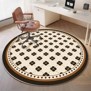 พรมกำมะหยี่คริสตัลทรงกลมสไตล์ฝรั่งเศส ลายตาข่าย สำหรับห้องนั่งเล่น ห้องนอน พรมปูพื้นบ้าน รุ่น 4-0125 - Product Image 3