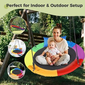 Balançoire suspendue, charge maximale <span class=keywords><strong>300</strong></span> <span class=keywords><strong>kg</strong></span> avec coussin, réglable, intérieur et extérieur, pour enfants et adultes (100 cm) - Product Image 1