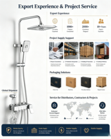 Colonne de douche murale en aluminium chromé 4 fonctions avec pommeau de pluie, robinet mitigeur thermostatique, ensemble de douche OEM ODM
