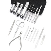 Kit d'outils de soin des ongles professionnel 19 pièces pour les soins personnels ensemble de pédicure manucure pour hommes et femmes avec étui de voyage luxueux