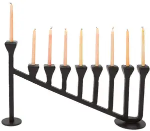 Porte-bougie hanukah Menorah, vintage, 9 branches en fer