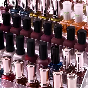 Rak <span class=keywords><strong>Display</strong></span> Akrilik Transparan Tinggi Modern dengan Lapisan Pernis, Dapat Disesuaikan, 4 Tingkat, untuk Lipstik, Parfum, Perhiasan, dan Cat Kuku - Product Image 5