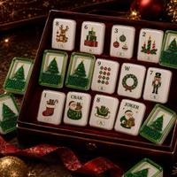 Set Mahjong Amerika Premium 160 Ubin Desain Natal Quicksand Liquid Glitter Merah Hijau 2 Lapis Ubin Mahjong Akrilik Hijau