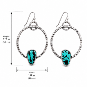 Orecchini a Cerchio Grandi Vintage Blu-Verde a Goccia, Gioielli di Moda per Donne - Product Image 5