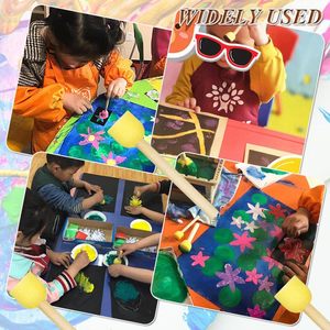 Hchwenh Chất Lượng Cao 30Pcs Vòng Miếng Bọt Biển Bọt Bàn Chải Thiết Lập Với Tay Cầm Bằng Gỗ Cho Trẻ Em Vẽ Tranh Thủ Công Mỹ Nghệ (Mô Hình HM-20H Màu Vàng) - Product Image 6