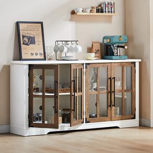 French-style top and bottom lock, retro style, glass-blocked American-style <b>storage</b> wine cabinet, bookcase, <b>sideboard</b>, TV - Product Image 5